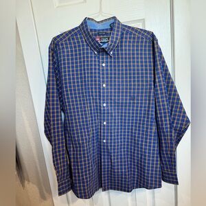 Chaps Men's Shirt in Blue and Yellow Check